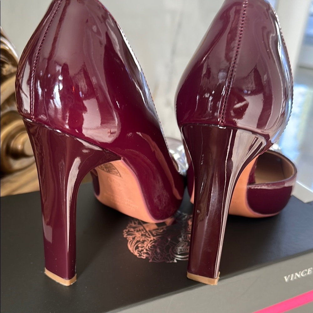 BigTree Patent Leather Burgundy Square-Toe Pumps. Size 37. - Picture 4 of 6